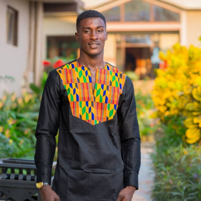 Kwessi African Print Men’s Kente Shirt