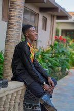 Kwessi African Print Men’s Kente Shirt