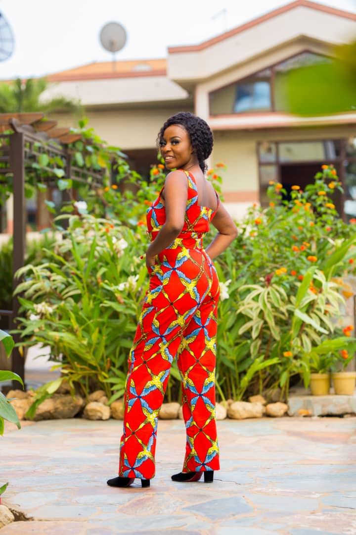 Kesia Red African Print Floor length Jumpsuit with pockets