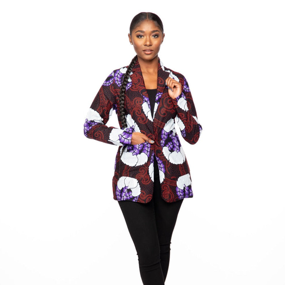 Madie African Print Blazer with pockets