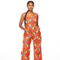 Kesia Red African Print Floor length Jumpsuit with pockets