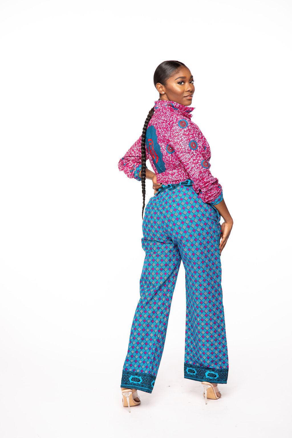 Xoelle Floor Length African Print Jumpsuit with pockets