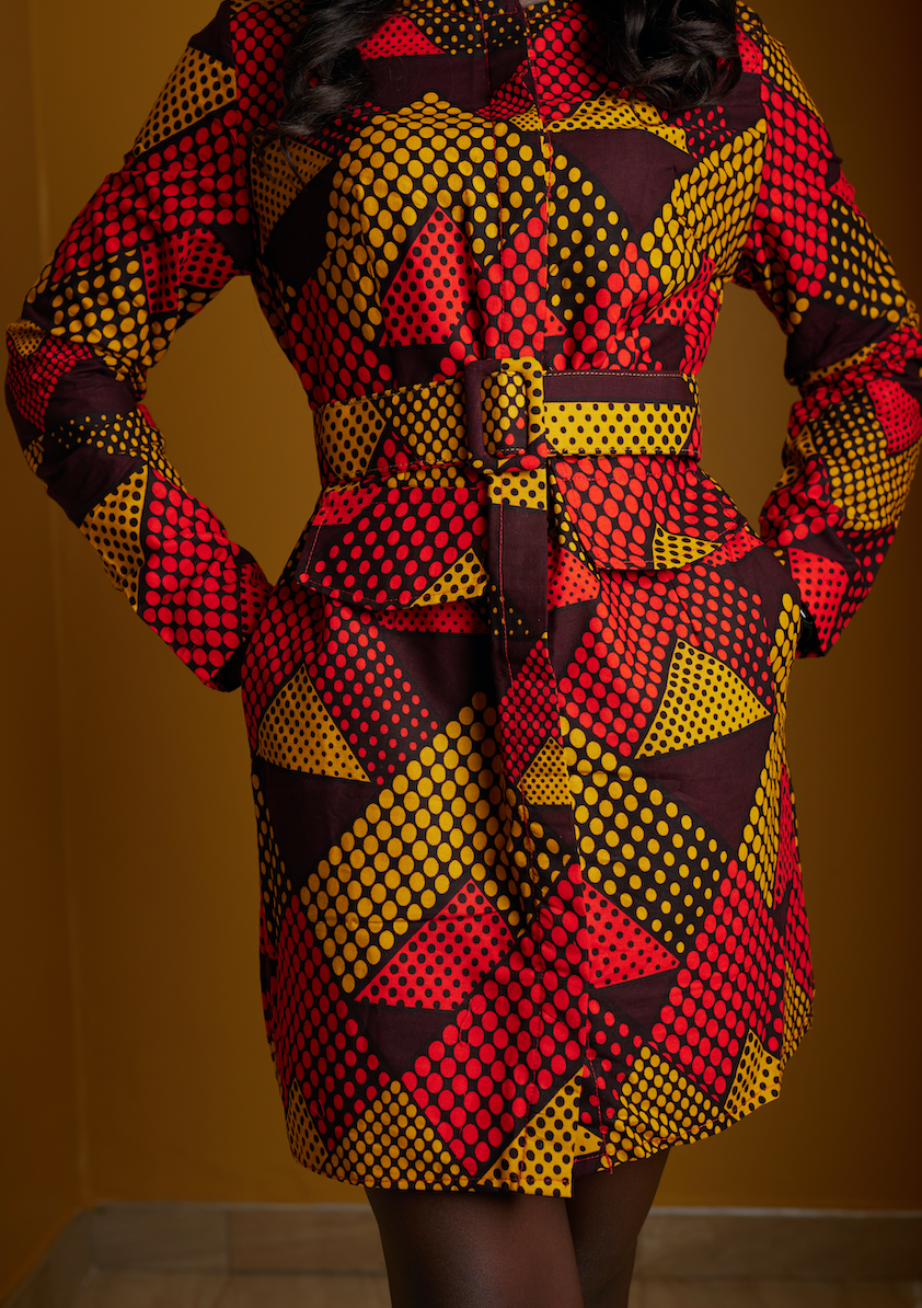 Vestido tipo blazer con estampado africano Afi