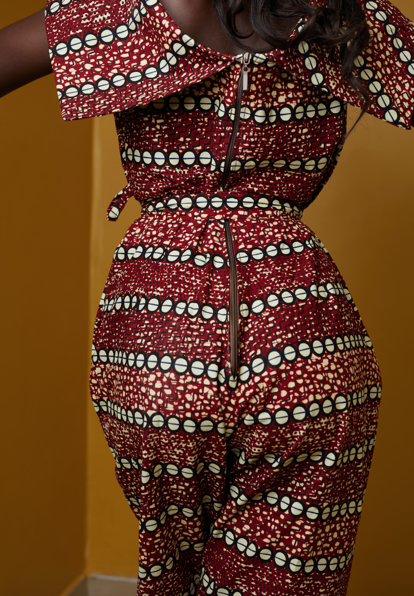 Sunnyi Brown African Print Jumpsuit with pockets