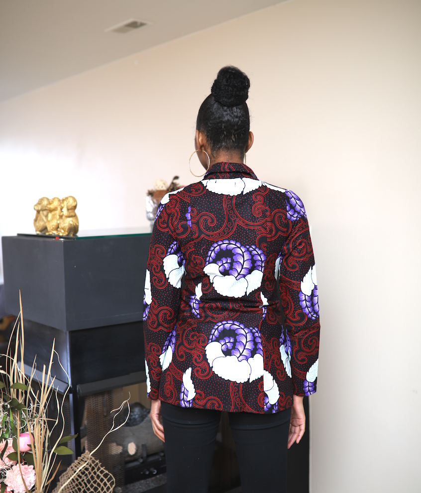 Madie African Print Blazer with pockets