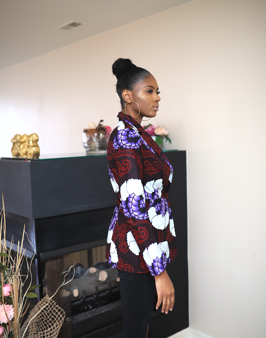 Madie African Print Blazer with pockets