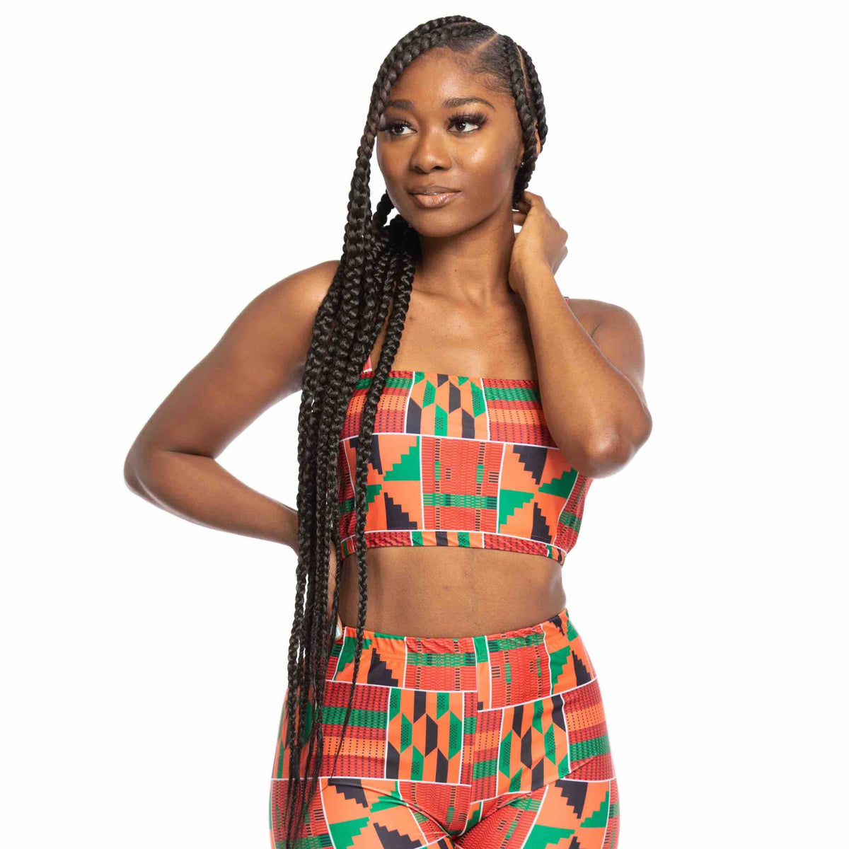 Naana Kente Strecthy Biker Top and Shorts Set
